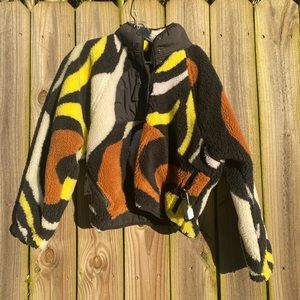 Free People “Hit The Slopes” printed pullover fleece jacket